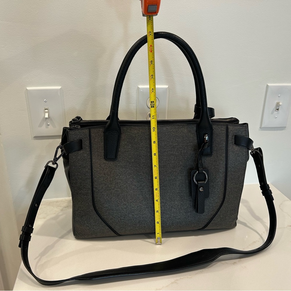 Classic Structured Tote Handbag in Charcoal Gray